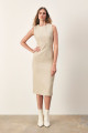 Kolsuz Uzun Tüvit Elbise - BEJ Kolsuz Uzun Tüvit Elbise - BEJ