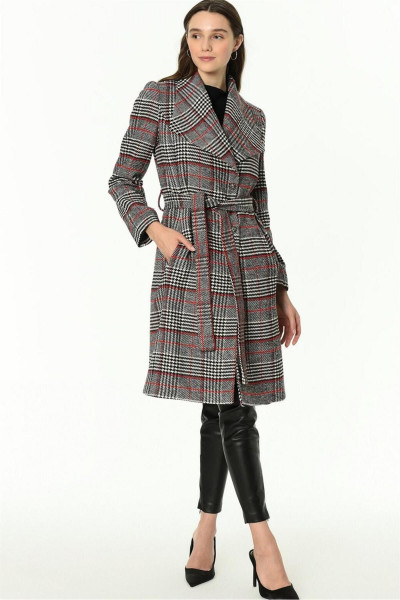 Z6638 DEWBERRY EKOSE PALTO-BORDO-SİYAH