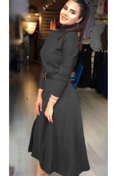 Kemerli Triko Elbise