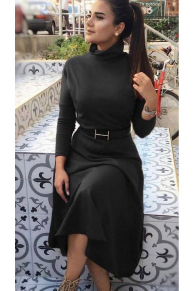 Kemerli Triko Elbise