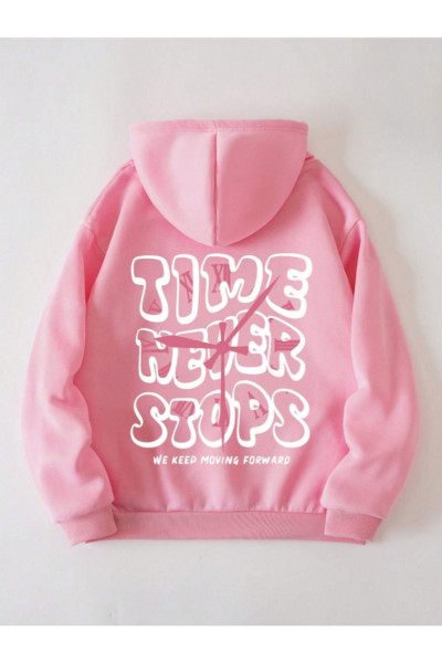 Unisex Erkek/Kadın Time Renkli Özel Baskılı Oversize Kapüşonlu Sweatshirt Unisex Erkek/Kadın Time Renkli Özel Baskılı Oversize Kapüşonlu Sweatshirt