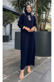 Oversize Düğmeli V Yaka Fitilli Triko Tesettür Elbise Oversize Düğmeli V Yaka Fitilli Triko Tesettür Elbise