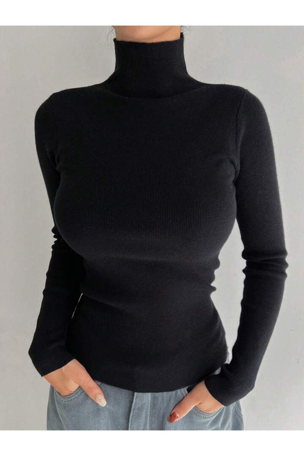 Unisex Koyu Siyah Premium Pamuklu Balıkçı Yaka Kaşkorse Şardonlu Slimfit Boğazlı Kazak Unisex Koyu Siyah Premium Pamuklu Balıkçı Yaka Kaşkorse Şardonlu Slimfit Boğazlı Kazak