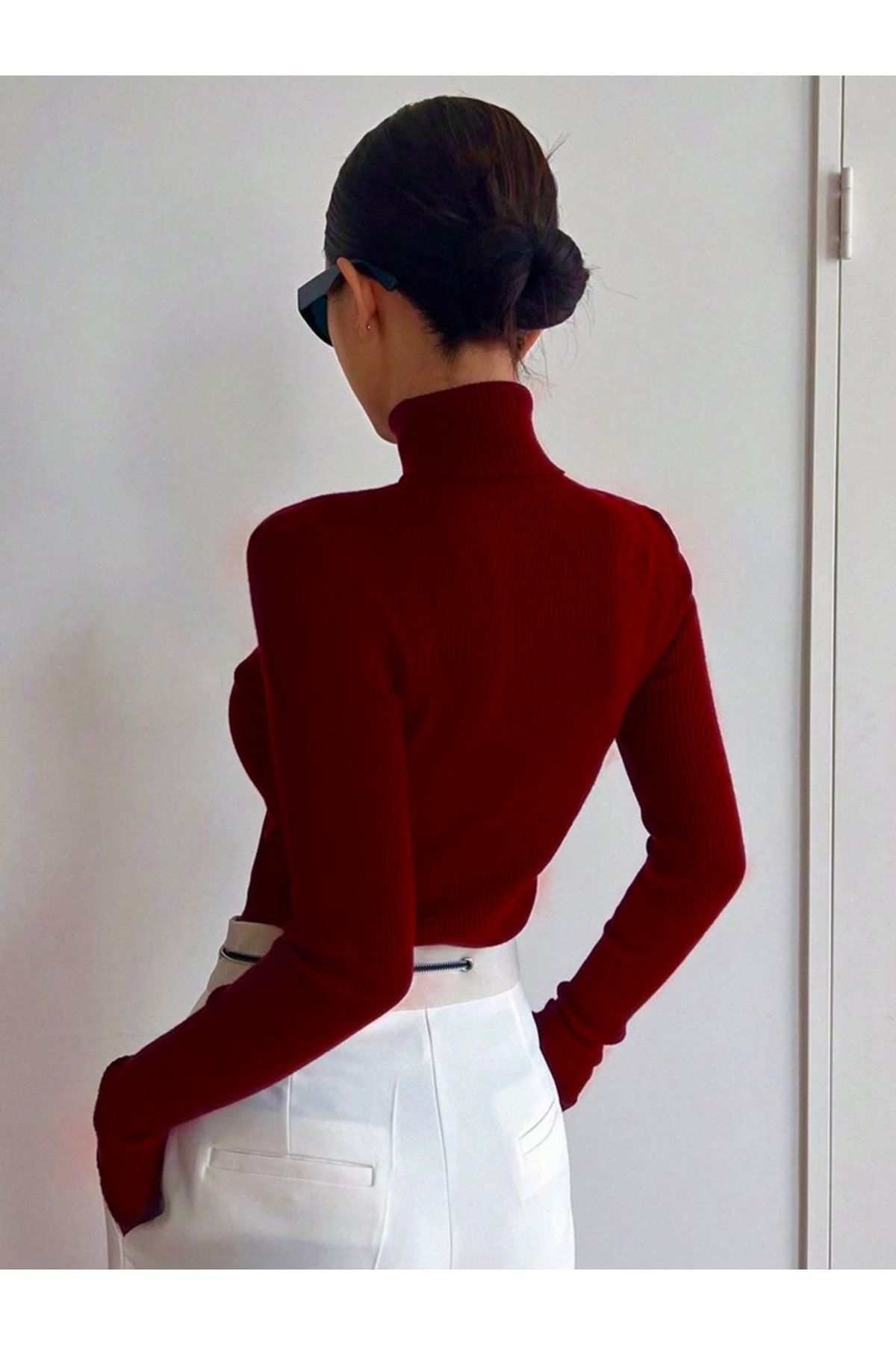 Unisex Kan Kırmızı Premium Pamuklu Balıkçı Yaka Kaşkorse Şardonlu Slimfit Boğazlı Kazak Unisex Kan Kırmızı Premium Pamuklu Balıkçı Yaka Kaşkorse Şardonlu Slimfit Boğazlı Kazak
