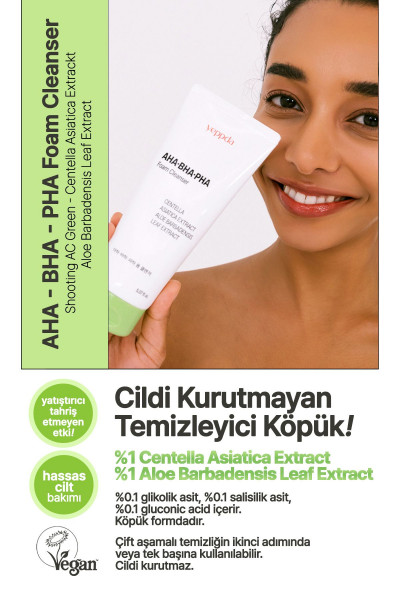 Hafif Asidik Akneli Ciltler İçin Yüz Temizleme Köpüğü Yeppda AHA BHA PHA Foam Cleanser 150 ml Hafif Asidik Akneli Ciltler İçin Yüz Temizleme Köpüğü Yeppda AHA BHA PHA Foam Cleanser 150 ml