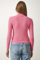 Kadın Pembe Cut Out Detaylı Fitilli Örme Bluz GT00065