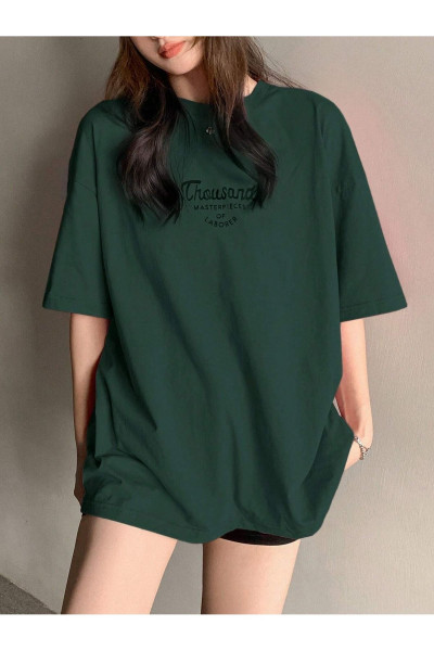 Thousand Süprem T-Shirt - Nefti Yeşil Baskılı Oversize Bisiklet Yaka Kısa Kol Tişört Thousand Süprem T-Shirt - Nefti Yeşil Baskılı Oversize Bisiklet Yaka Kısa Kol Tişört