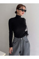 Unisex Koyu Siyah Premium Pamuklu Balıkçı Yaka Kaşkorse Şardonlu Slimfit Boğazlı Kazak Unisex Koyu Siyah Premium Pamuklu Balıkçı Yaka Kaşkorse Şardonlu Slimfit Boğazlı Kazak