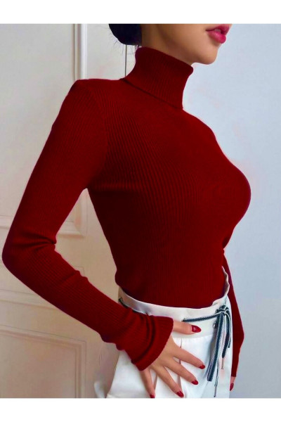 Unisex Kan Kırmızı Premium Pamuklu Balıkçı Yaka Kaşkorse Şardonlu Slimfit Boğazlı Kazak Unisex Kan Kırmızı Premium Pamuklu Balıkçı Yaka Kaşkorse Şardonlu Slimfit Boğazlı Kazak