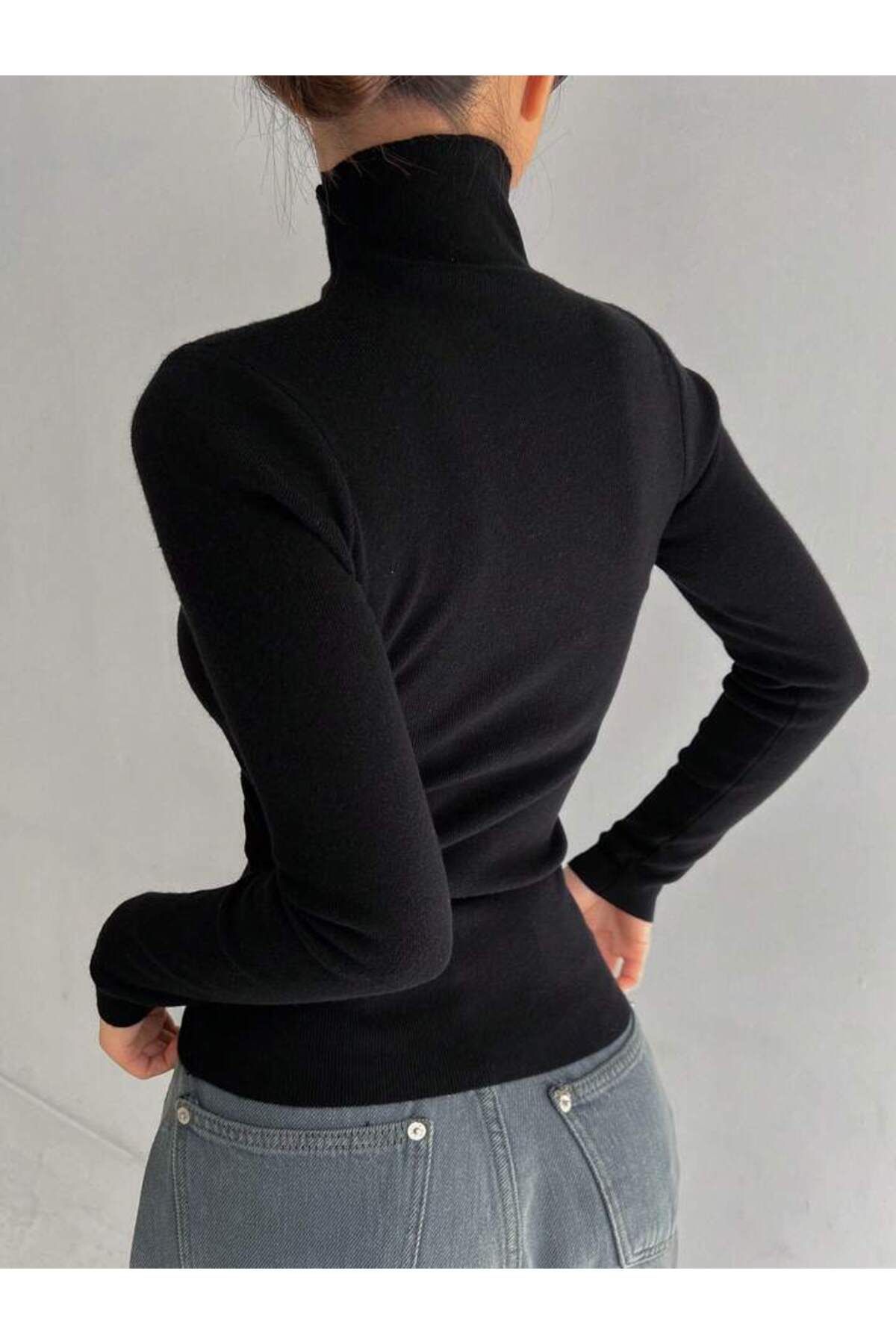 Unisex Koyu Siyah Premium Pamuklu Balıkçı Yaka Kaşkorse Şardonlu Slimfit Boğazlı Kazak Unisex Koyu Siyah Premium Pamuklu Balıkçı Yaka Kaşkorse Şardonlu Slimfit Boğazlı Kazak