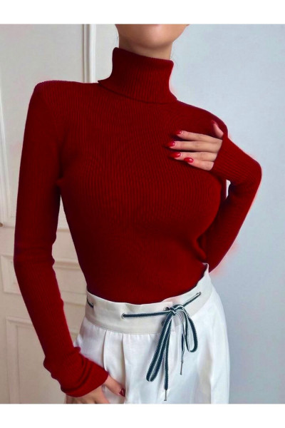 Unisex Kan Kırmızı Premium Pamuklu Balıkçı Yaka Kaşkorse Şardonlu Slimfit Boğazlı Kazak Unisex Kan Kırmızı Premium Pamuklu Balıkçı Yaka Kaşkorse Şardonlu Slimfit Boğazlı Kazak