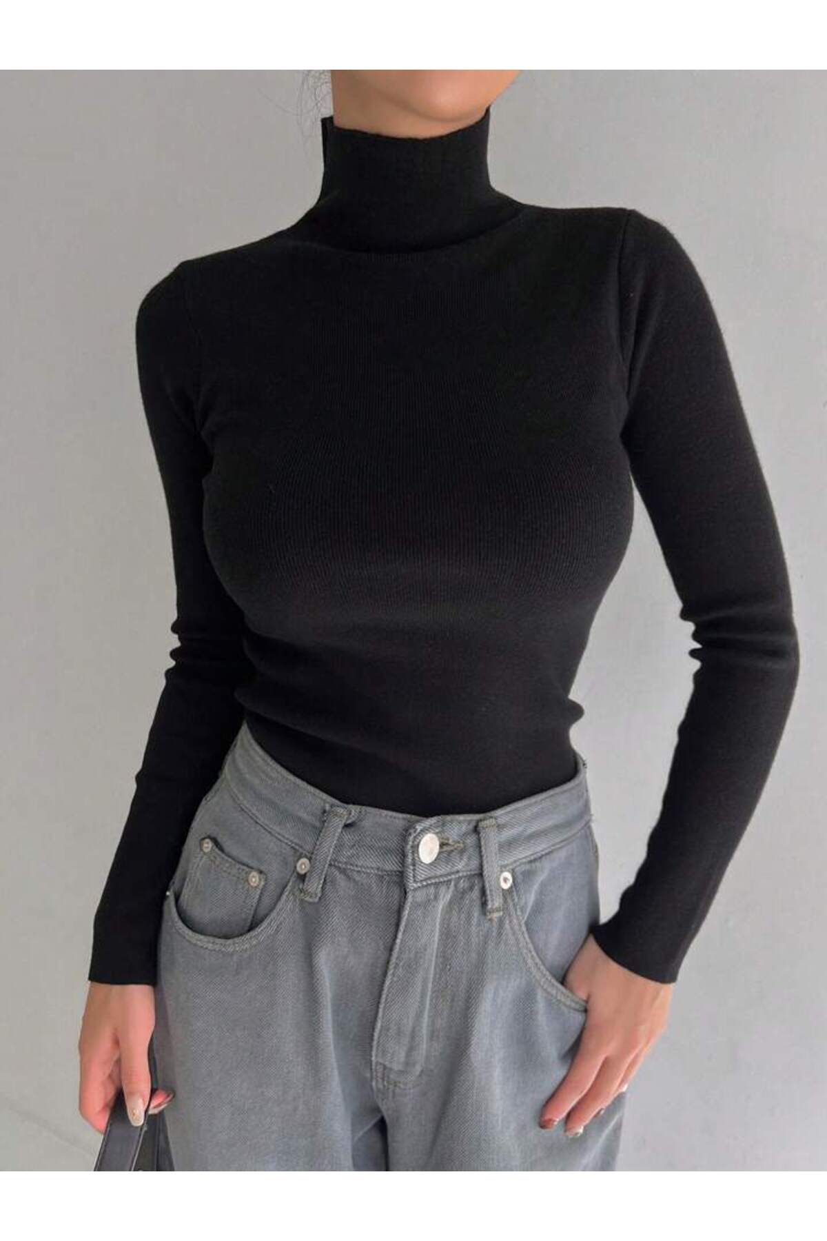 Unisex Koyu Siyah Premium Pamuklu Balıkçı Yaka Kaşkorse Şardonlu Slimfit Boğazlı Kazak Unisex Koyu Siyah Premium Pamuklu Balıkçı Yaka Kaşkorse Şardonlu Slimfit Boğazlı Kazak