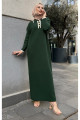 Oversize Düğmeli V Yaka Fitilli Triko Tesettür Elbise Oversize Düğmeli V Yaka Fitilli Triko Tesettür Elbise