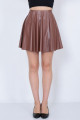 Kadın Taba Suni Deri 8 Parça Mini Kloş Etek Faux Leather Kadın Taba Suni Deri 8 Parça Mini Kloş Etek Faux Leather