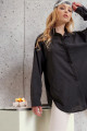 Kadın Siyah Oversize Uzun Basic Gömlek