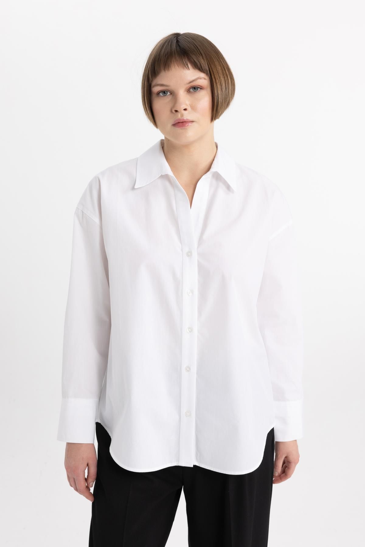 Oversize Fit Poplin Uzun Kollu Gömlek T8735az24sp Oversize Fit Poplin Uzun Kollu Gömlek T8735az24sp