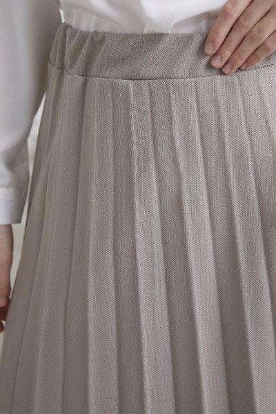 Luisa Beli Lastik Piliseli Etek - Koyu Bej