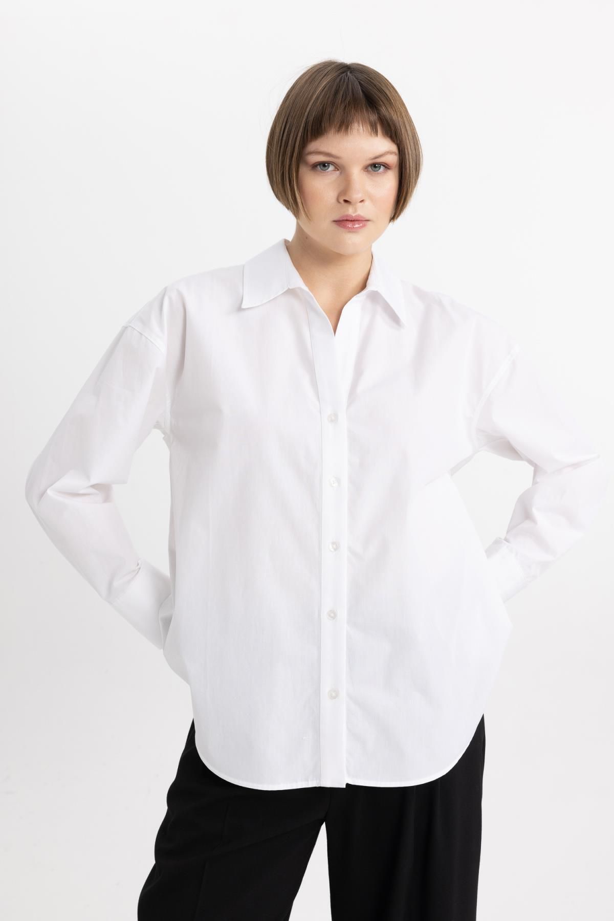 Oversize Fit Poplin Uzun Kollu Gömlek T8735az24sp Oversize Fit Poplin Uzun Kollu Gömlek T8735az24sp