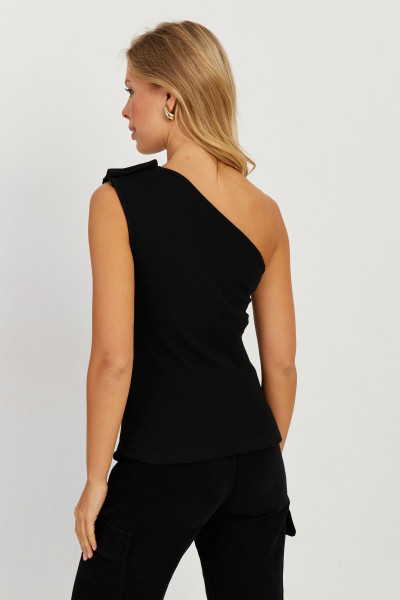 Kadın Siyah Düğme Detaylı Asimetrik Kaşkorse Bluz EY2711 Kadın Siyah Düğme Detaylı Asimetrik Kaşkorse Bluz EY2711