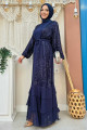 Pulpayet İşlemeli Abaya ve Elbise Takım 8483 Lacivert Pulpayet İşlemeli Abaya ve Elbise Takım 8483 Lacivert
