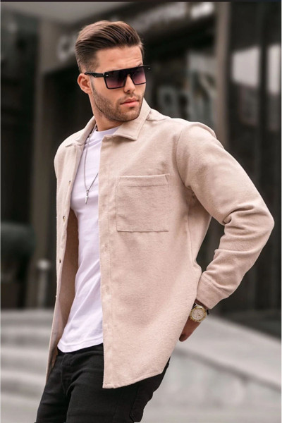 Tek Cep Dokulu kaşe gömlek ceket