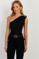 Kadın Siyah Düğme Detaylı Asimetrik Kaşkorse Bluz EY2711 Kadın Siyah Düğme Detaylı Asimetrik Kaşkorse Bluz EY2711
