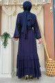 Pulpayet İşlemeli Abaya ve Elbise Takım 8483 Lacivert Pulpayet İşlemeli Abaya ve Elbise Takım 8483 Lacivert