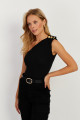 Kadın Siyah Düğme Detaylı Asimetrik Kaşkorse Bluz EY2711 Kadın Siyah Düğme Detaylı Asimetrik Kaşkorse Bluz EY2711