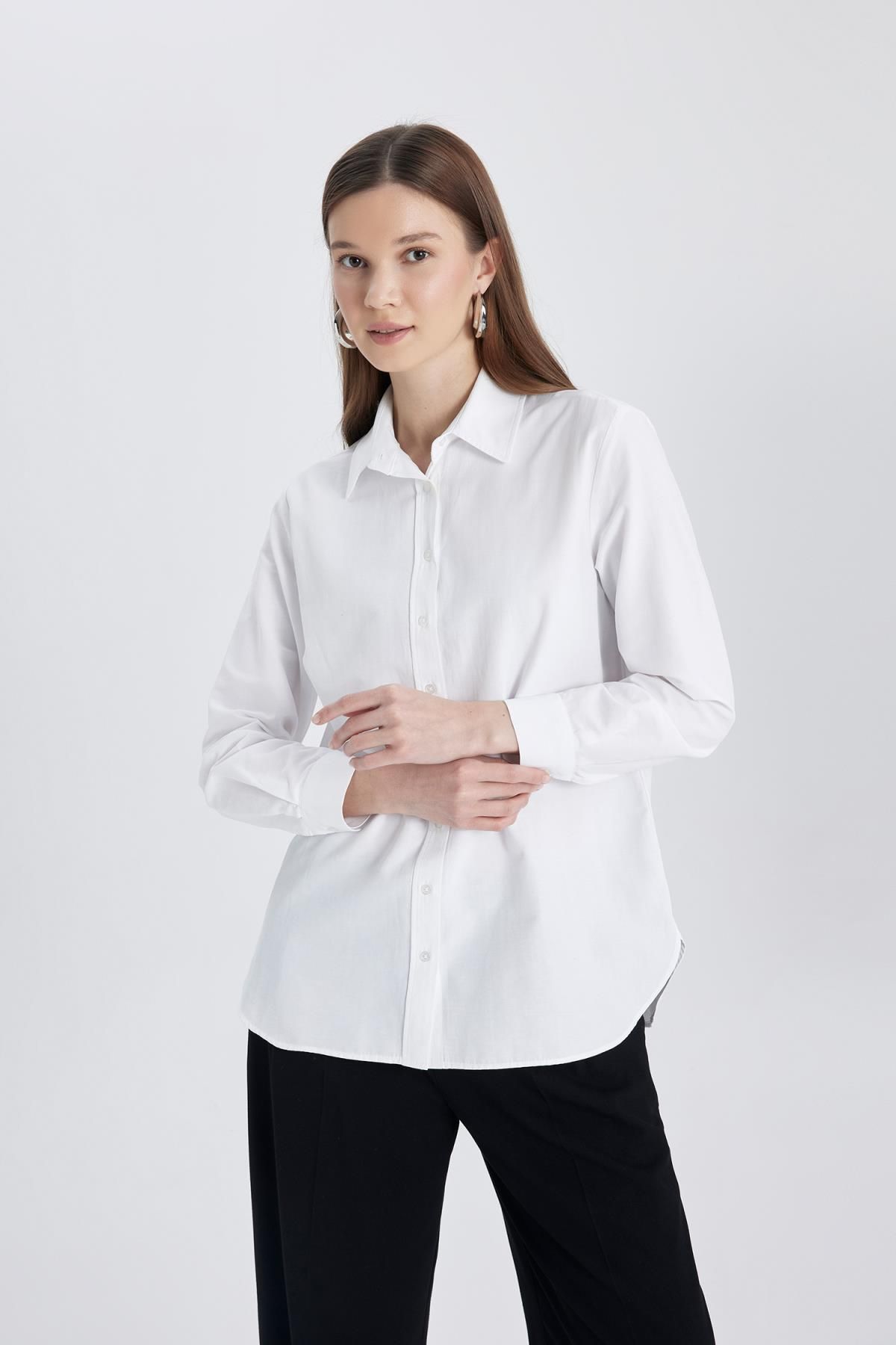 Relax Fit Poplin Uzun Kollu Gömlek Tunik B8314ax24sp Relax Fit Poplin Uzun Kollu Gömlek Tunik B8314ax24sp