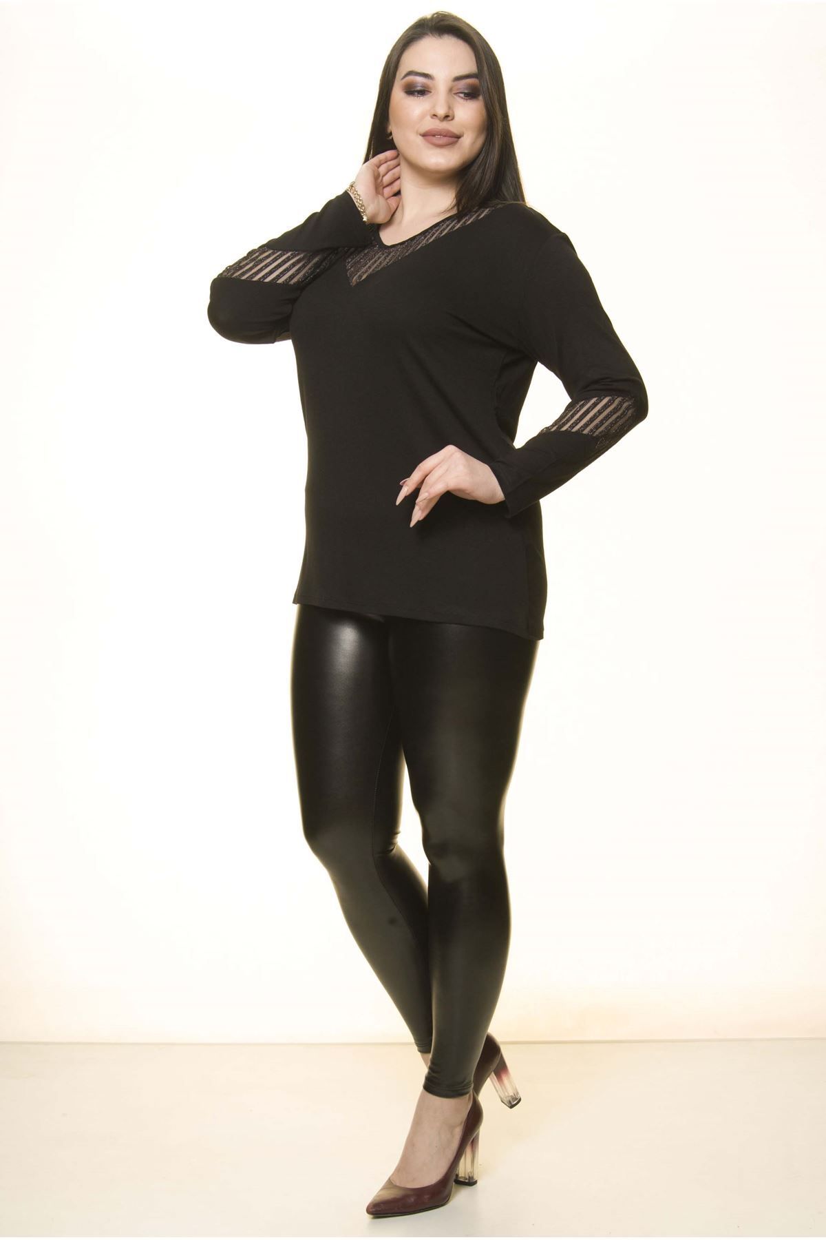 Kol Detaylı Büyük Beden Bluz 27e-1501 Kol Detaylı Büyük Beden Bluz 27e-1501