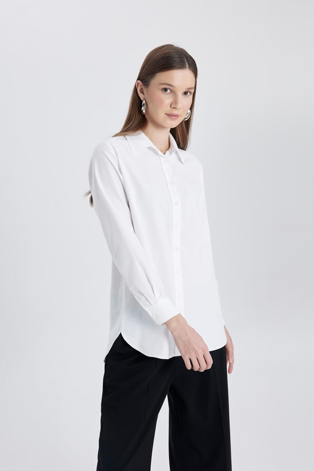 Relax Fit Poplin Uzun Kollu Gömlek Tunik B8314ax24sp Relax Fit Poplin Uzun Kollu Gömlek Tunik B8314ax24sp