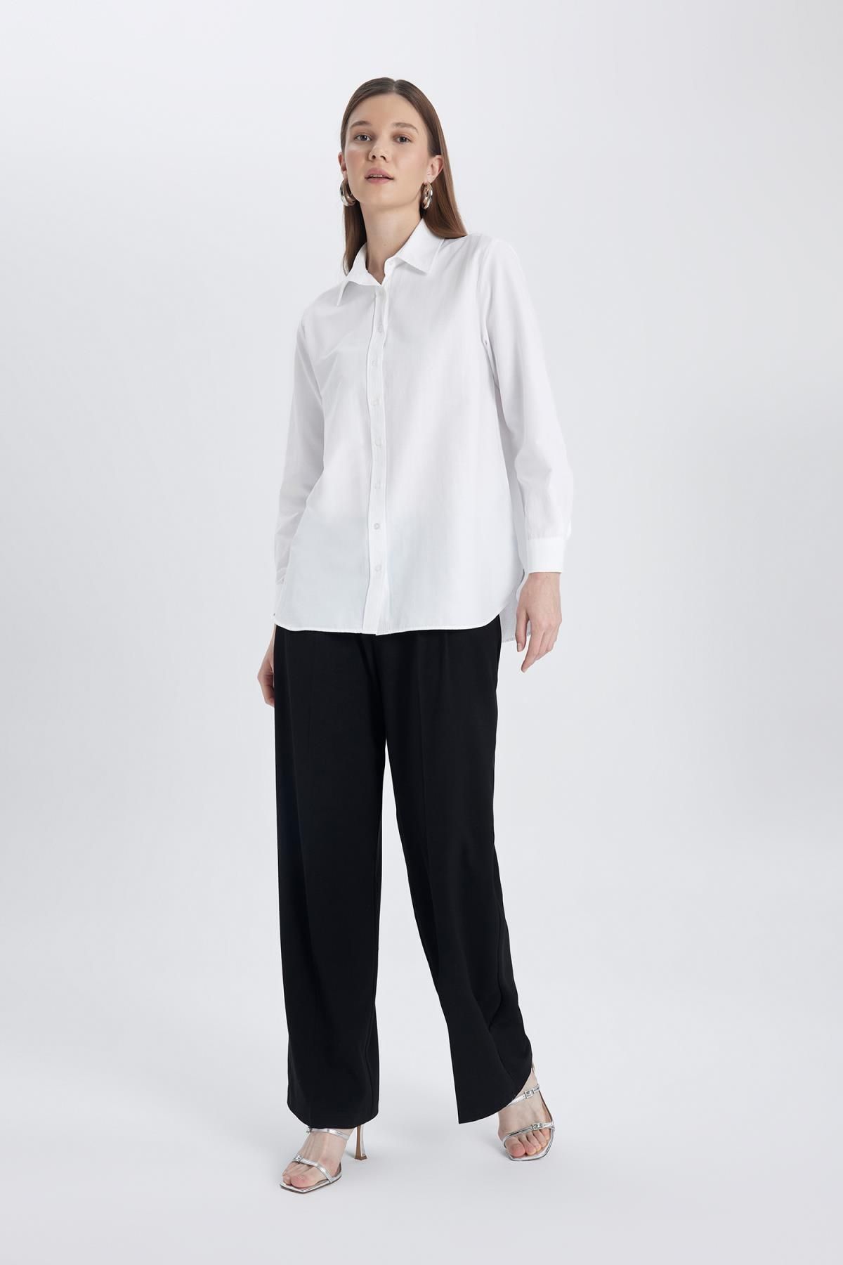 Relax Fit Poplin Uzun Kollu Gömlek Tunik B8314ax24sp Relax Fit Poplin Uzun Kollu Gömlek Tunik B8314ax24sp