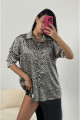 Leopar Desen Saten Oversize Gömlek 25218 Leopar Desen Saten Oversize Gömlek 25218