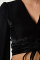 Siyah Derin V Yaka Crop Kadife Bluz SF00012 Siyah Derin V Yaka Crop Kadife Bluz SF00012