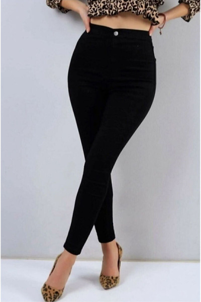 Siyah Dar Paça Skinny Fit Esnek Likralı Yüksek Bel Kot Pantolon (Büyük Beden) BATTAL Siyah Dar Paça Skinny Fit Esnek Likralı Yüksek Bel Kot Pantolon (Büyük Beden) BATTAL