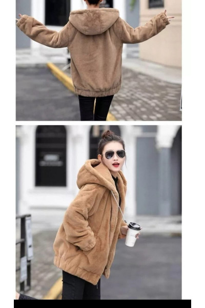 Oversize Kapşonlu Fermuarlı Astarsız Içi Dışı Peluş Hırka Oversize Kapşonlu Fermuarlı Astarsız Içi Dışı Peluş Hırka
