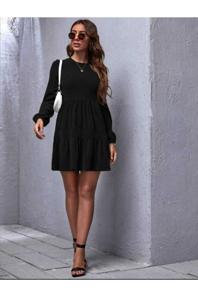 Kadın Volanlı Vintage Eteği Salaş Uzun Kollu Mini Bohem Elbise Kadın Volanlı Vintage Eteği Salaş Uzun Kollu Mini Bohem Elbise
