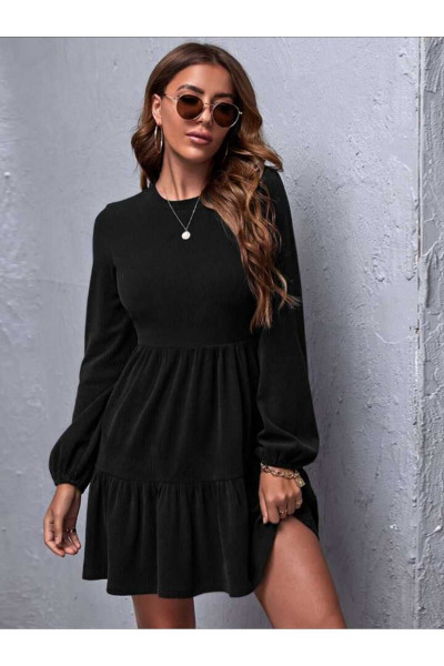 Kadın Volanlı Vintage Eteği Salaş Uzun Kollu Mini Bohem Elbise Kadın Volanlı Vintage Eteği Salaş Uzun Kollu Mini Bohem Elbise