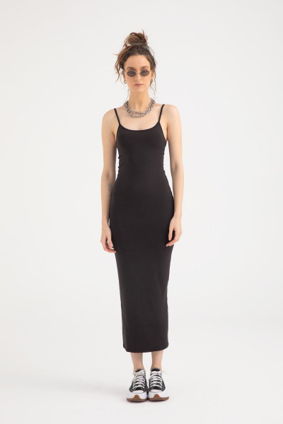 Soft Touch Ip Askılı Elbise Siyah Soft Touch Ip Askılı Elbise Siyah