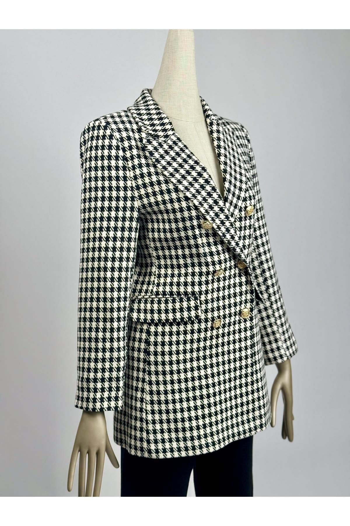Kazayağı Desen Kruvaze Blazer Kazayağı Desen Kruvaze Blazer
