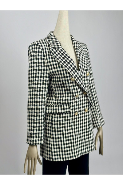 Kazayağı Desen Kruvaze Blazer