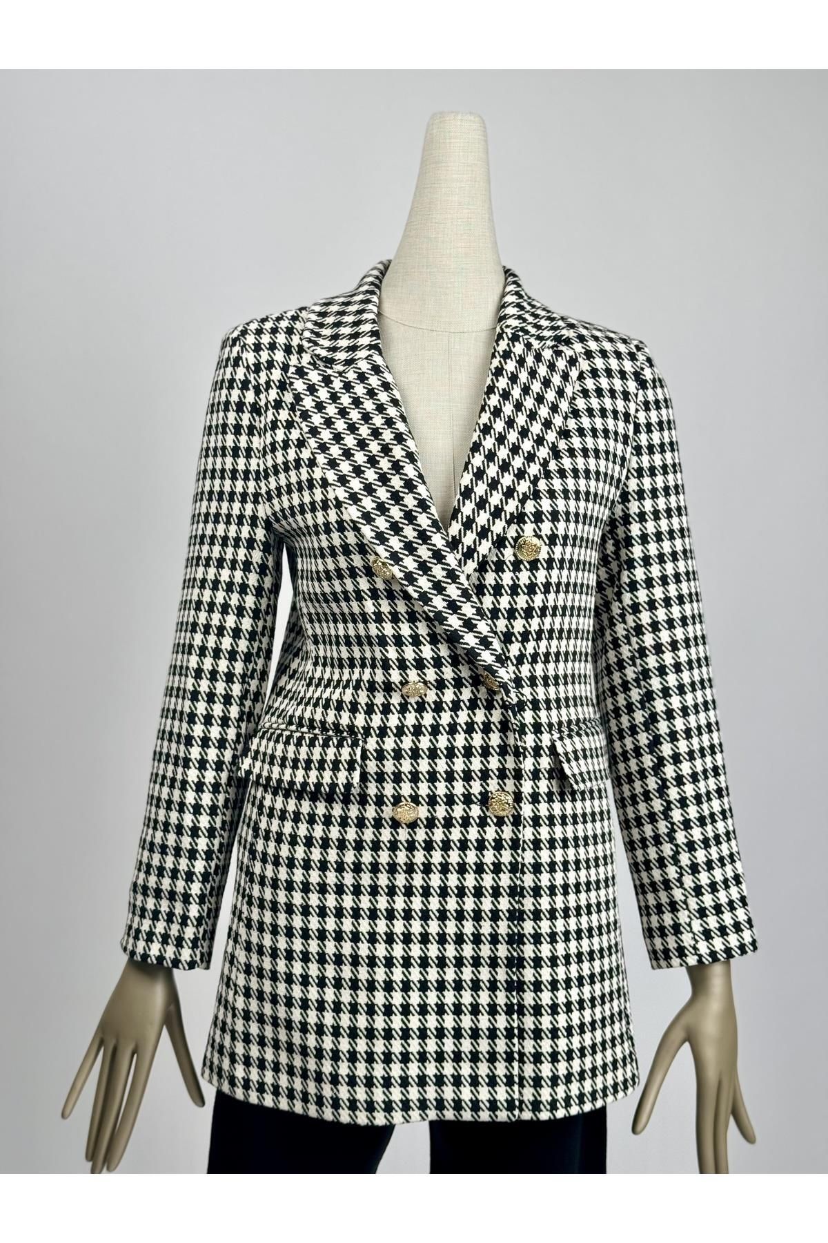 Kazayağı Desen Kruvaze Blazer Kazayağı Desen Kruvaze Blazer