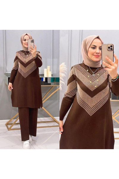 KADIN UZUN BİSİKLET YAKA TRİKO KENDİNDEN simli DESENLİ TUNİK TRİKO KAZAK KADIN UZUN BİSİKLET YAKA TRİKO KENDİNDEN simli DESENLİ TUNİK TRİKO KAZAK