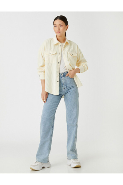 Oversize Fitilli Kadife Gömlek Oversize Fitilli Kadife Gömlek