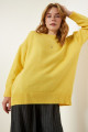 Kadın Sarı Oversize Triko Kazak PN00054 Kadın Sarı Oversize Triko Kazak PN00054