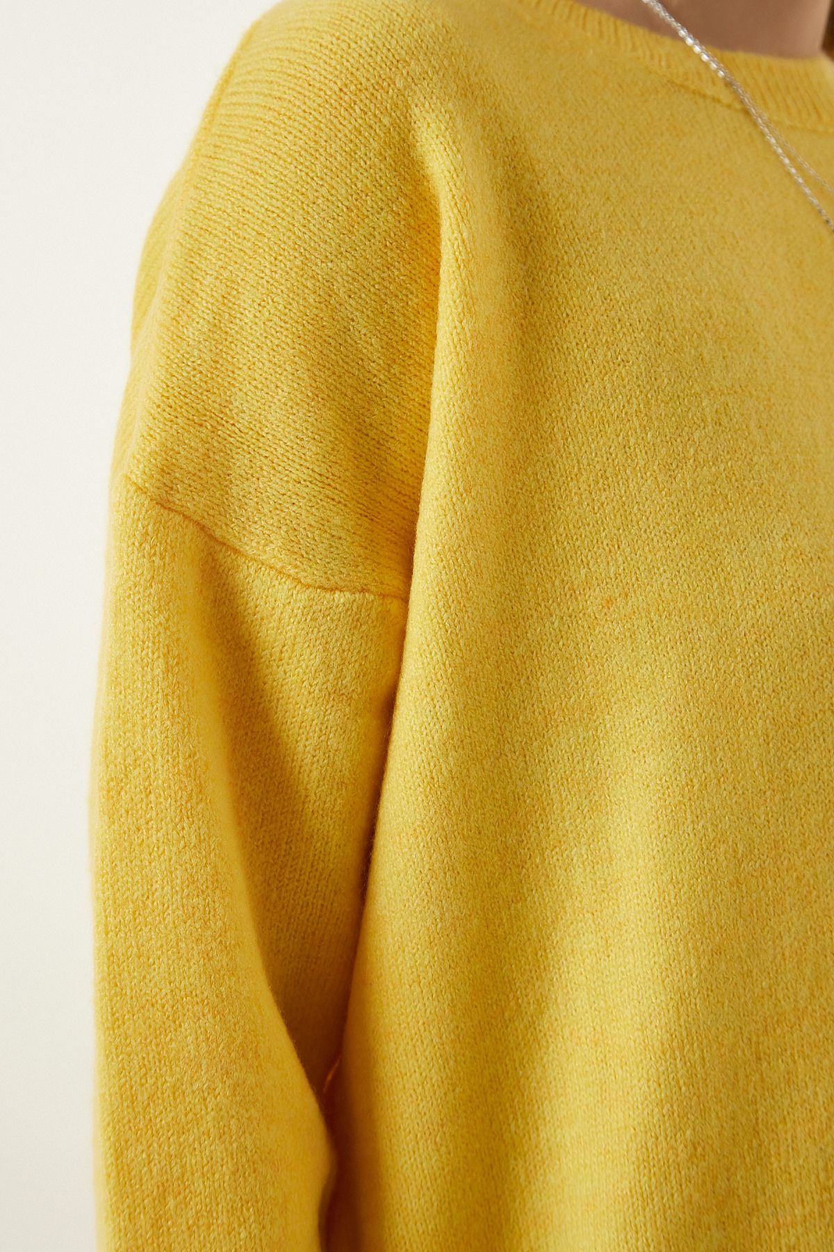Kadın Sarı Oversize Triko Kazak PN00054 Kadın Sarı Oversize Triko Kazak PN00054