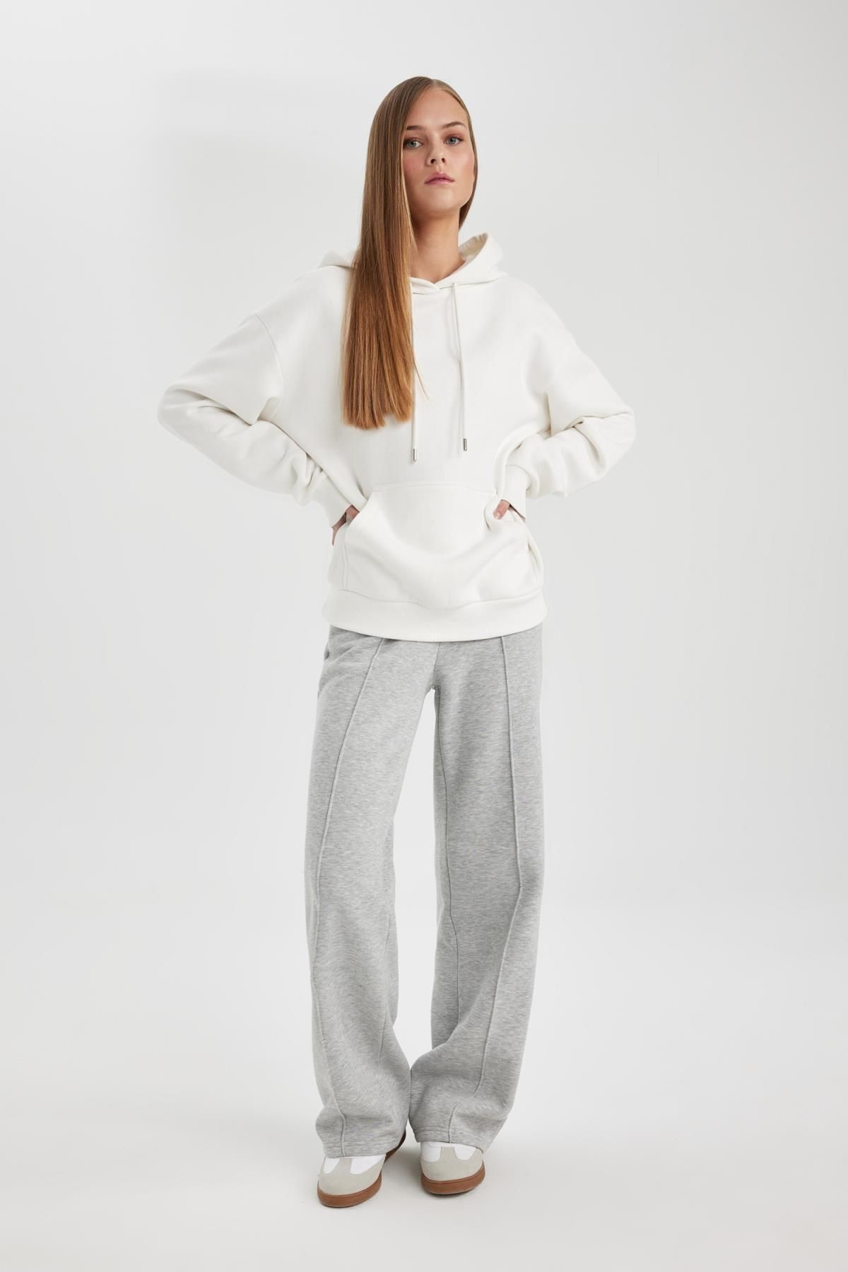 Straight Fit Cepli Uzun Boy Kalın Kumaş Eşofman Altı A0954ax24sm