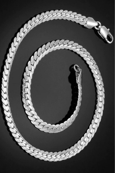 Silver Ezme Yassı Yılan Çelik Unisex Kolye Ve Bileklik Seti Eck36s Silver Ezme Yassı Yılan Çelik Unisex Kolye Ve Bileklik Seti Eck36s