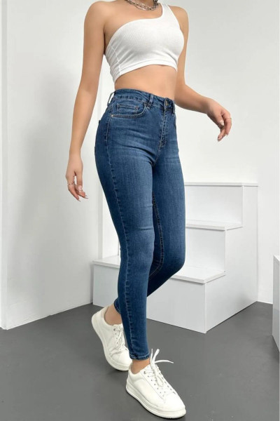 Parola Mavi Efektli Yüksel Bel Likralı Toparlayıcı Pantalon Dar Kalıp - Ekstra Toparlayıcı Parola Mavi Efektli Yüksel Bel Likralı Toparlayıcı Pantalon Dar Kalıp - Ekstra Toparlayıcı