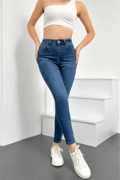 Parola Mavi Efektli Yüksel Bel Likralı Toparlayıcı Pantalon Dar Kalıp - Ekstra Toparlayıcı Parola Mavi Efektli Yüksel Bel Likralı Toparlayıcı Pantalon Dar Kalıp - Ekstra Toparlayıcı